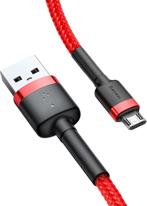 Дата кабель Baseus Cafule Micro USB 3m black-red