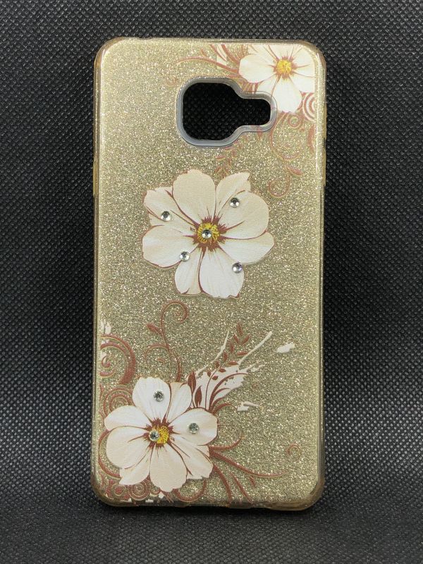 Защитный чехол Накладка Glitter Flowers Samsung A310 (A3 2016) золотой