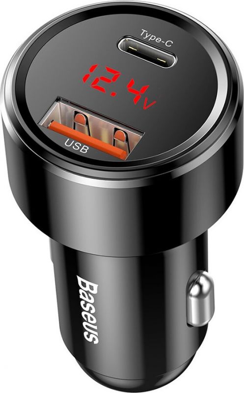 Автозарядное Baseus PPS series USB+Type-C+voltage plastic 45W (CCMLC20C-01) black